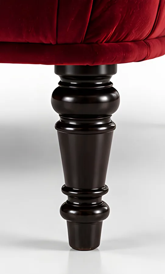 Close-up of the turned leg